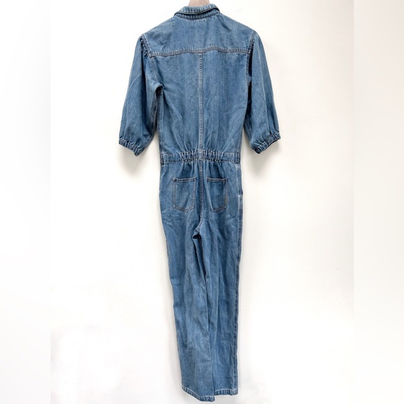 NWT Scotch & Soda Balloon Sleeve Straight Leg Denim Jumpsuit Washed Indigo sz S - Picture 6 of 16